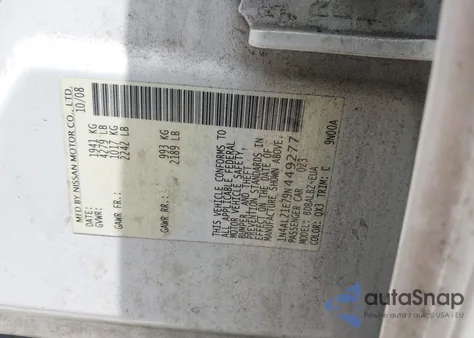 2009 Nissan Altima 2.5 Sl z USA, uszkodzony, nr VIN 1N4AL21E79N449277